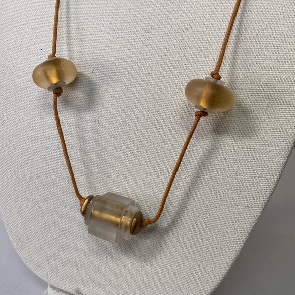 Funky chunky frosted bead braided cord necklace - Picture 2 of 4